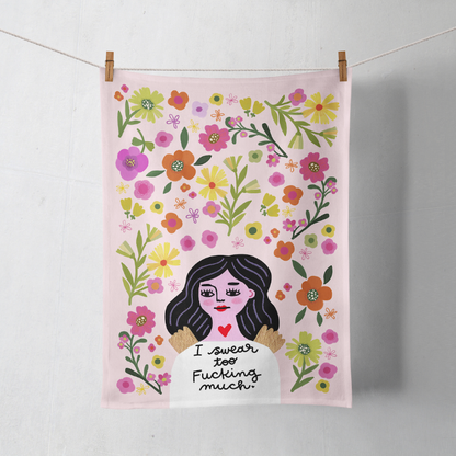 I Swear Too Fucking Much Grumpy Angel Tea Towel
