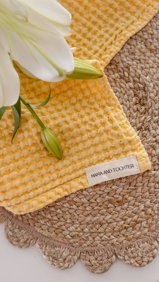 100% Organic Cotton Rustic Waffle Tea Towel - Buttercup