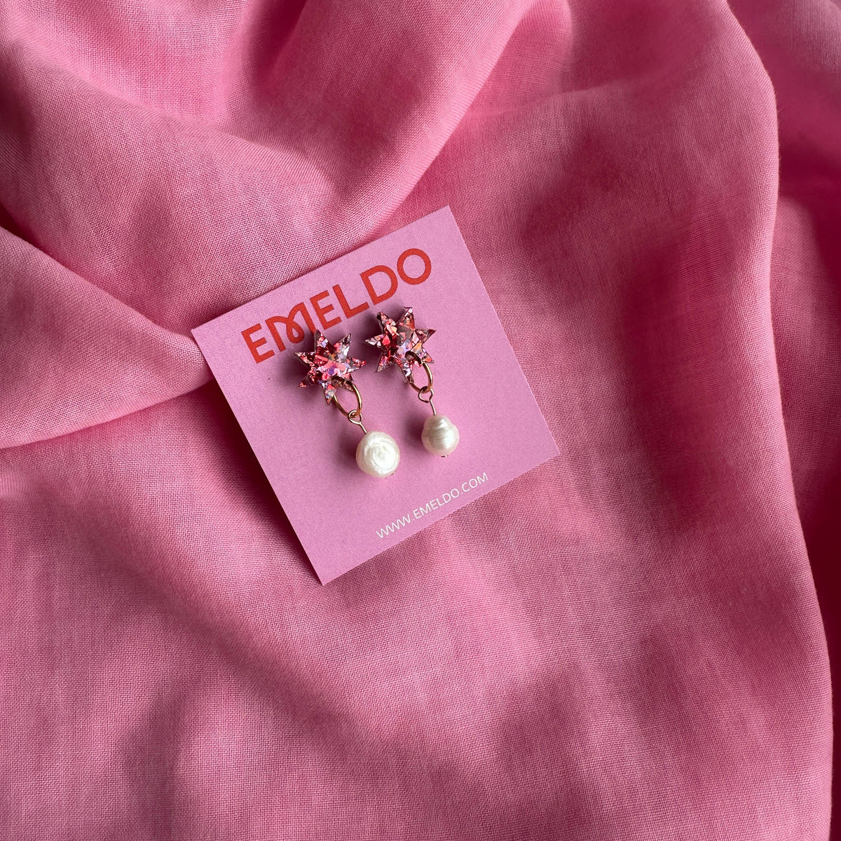 Starburst Pearl Mini Drops // PINK AND RED GLITTER + PEARL