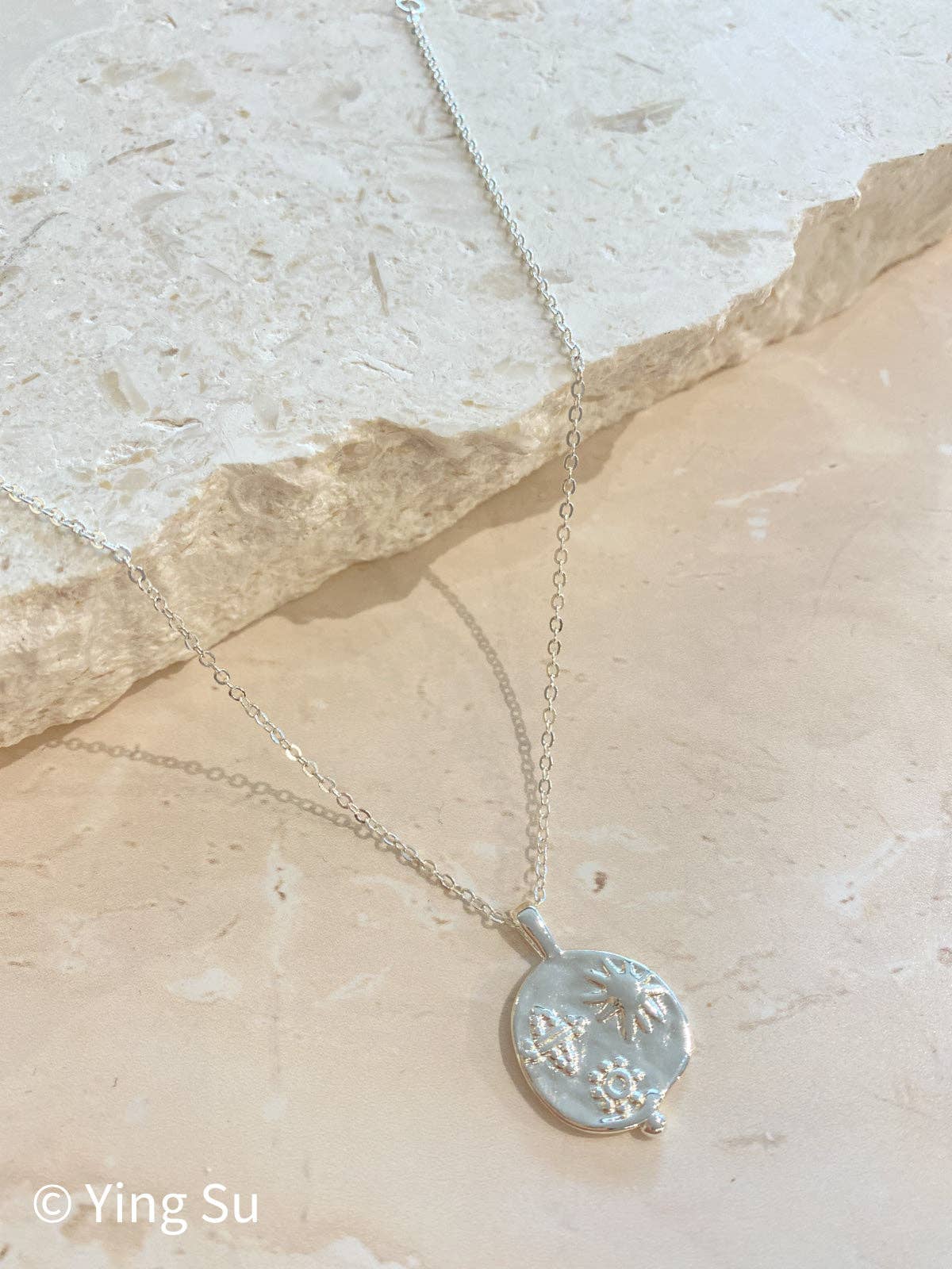 Ocean Coin Charm Silver Plated Necklace