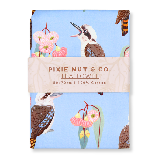 Australian Tea Towel - Kookaburra Gum Blossom